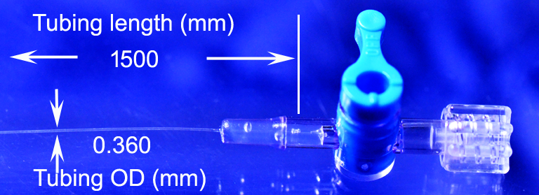 PE-360 microcatheter 150 cm connected to 1-way stopcock
